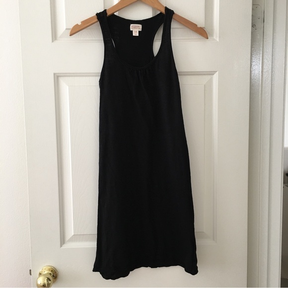 Mossimo Supply Co Black Tank Dress Gathered Front Racer Back XS 100% Cotton - Picture 1 of 7